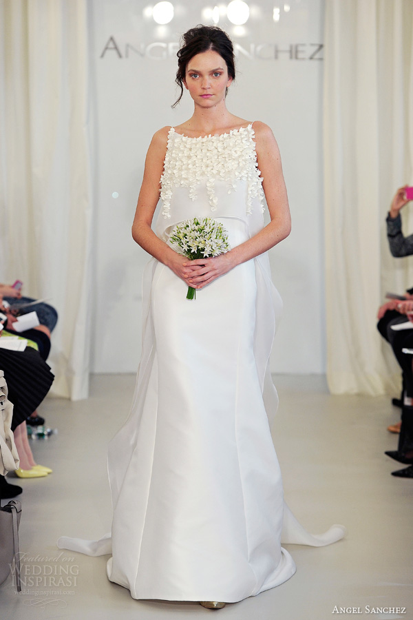 angel sanchez 2014 bridal sleeveless wedding dress flower bodice
