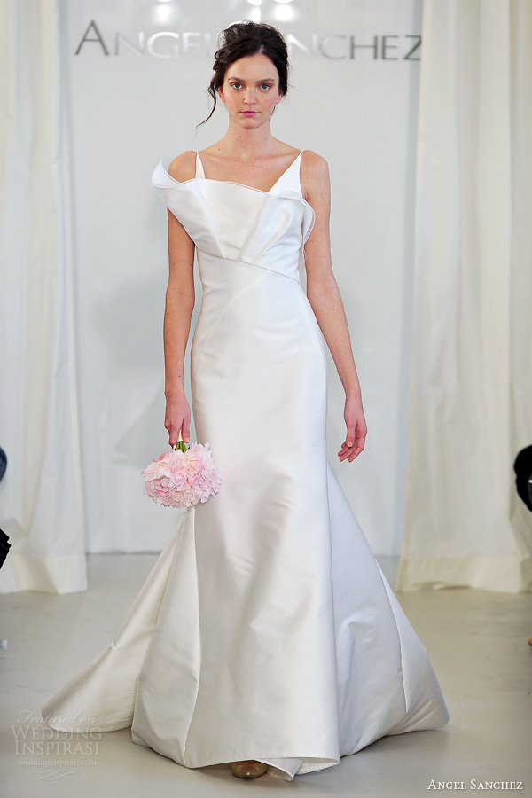 angel sanchez bridal 2014 wedding dress crumb catcher neckline straps