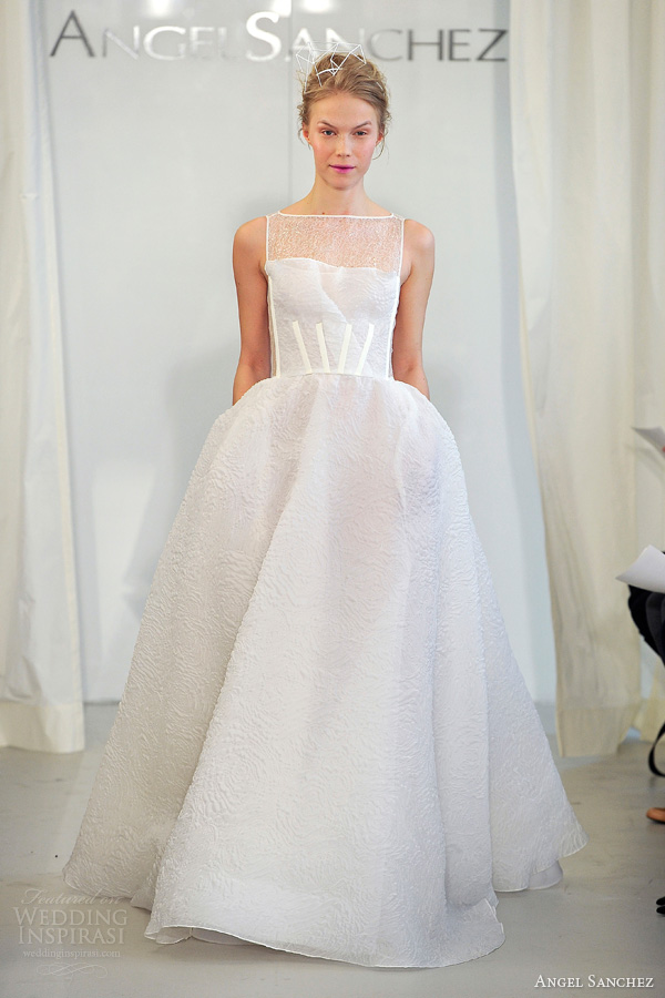 angel sanchez wedding dresses spring 2014 bridal sleevless ball gown bateau neckline