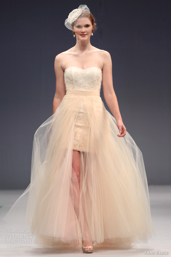 anne barge bridal fall 2013 sylvie color wedding dress ombre blush alencon lace