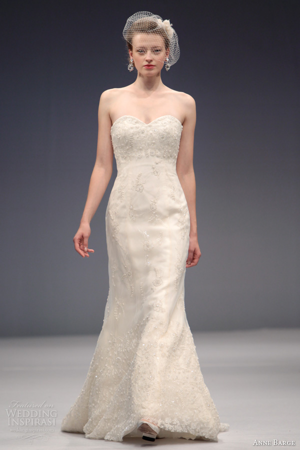 anne barge fall 2013 2014 bridal emilie strapless fit flare sheath sweetheart neckline