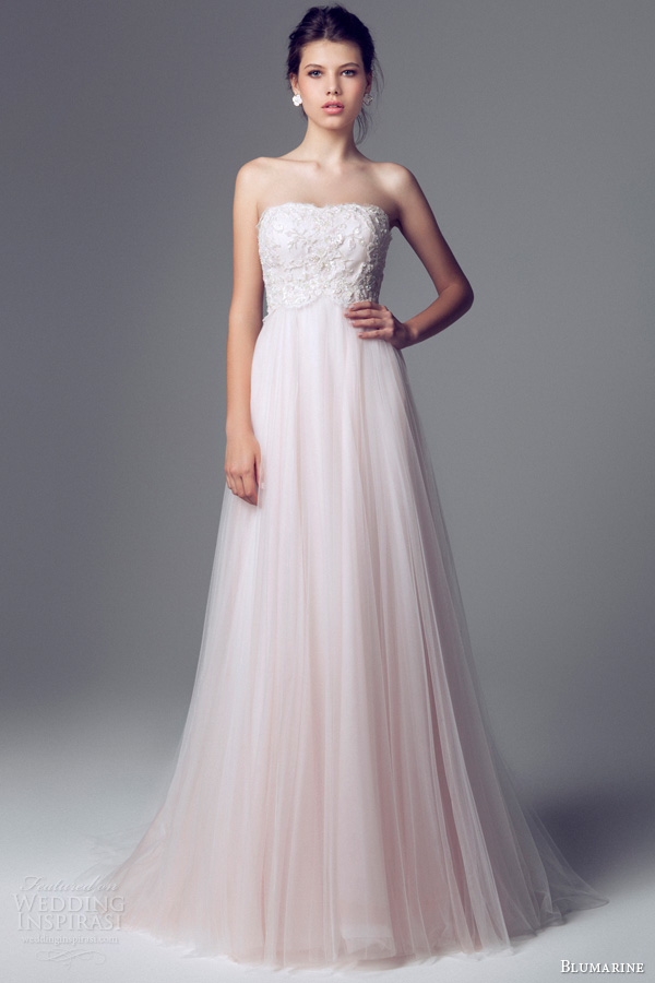 blumarine 2014 bridal strapless pink wedding dress