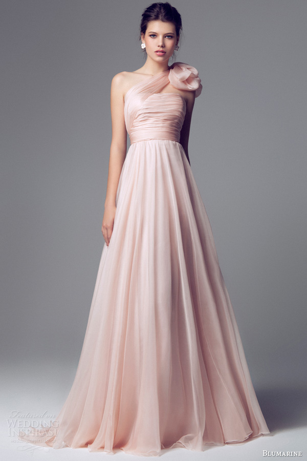 blumarine 2014 pink wedding dress one shoulder 6588