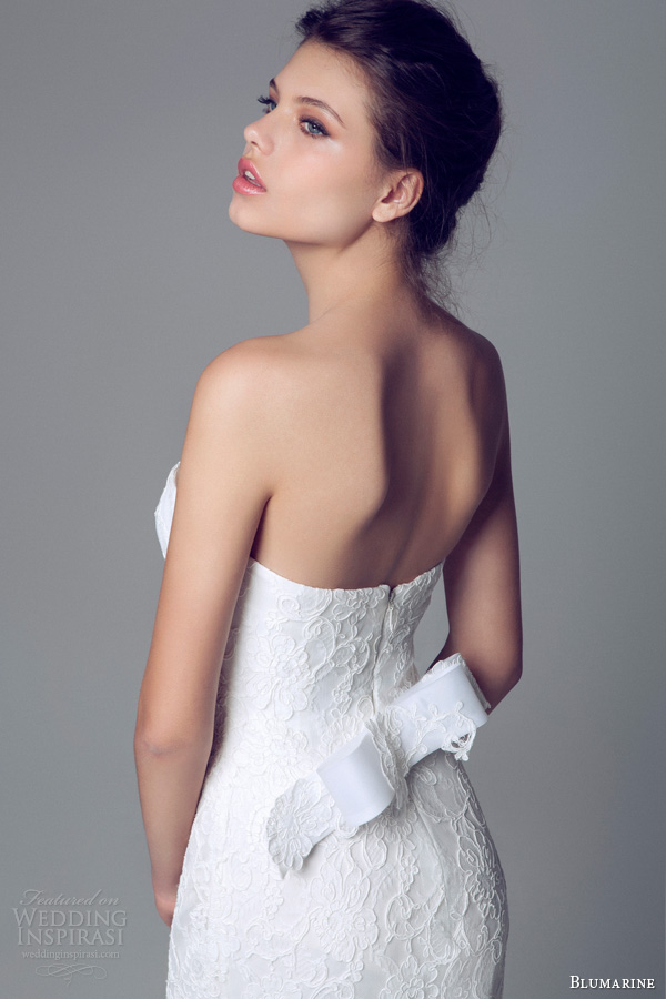 blumarine 2014 strapless lace wedding dress sheath bow back blumarine 2014 strapless lace wedding dress sheath bow back