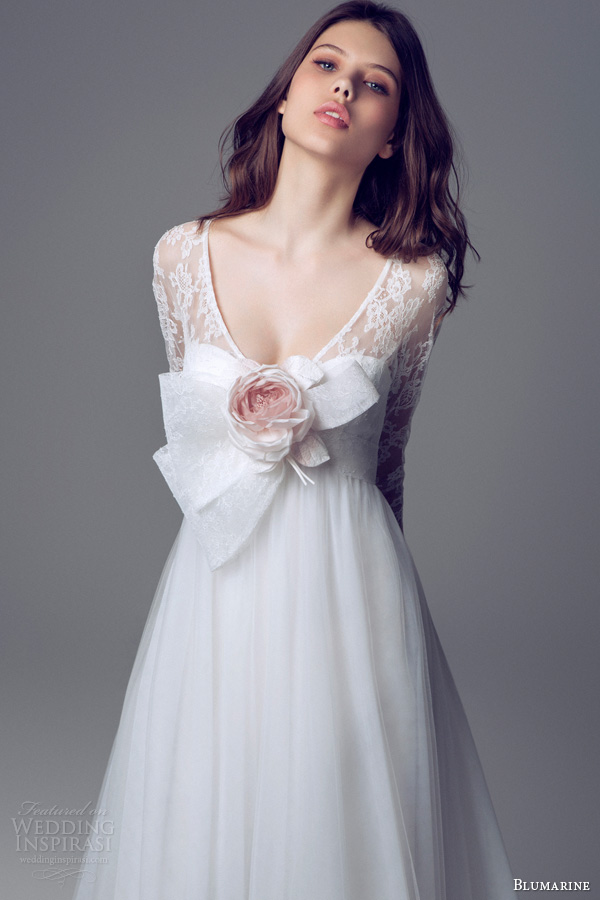 blumarine bridal 2013 2014 empire waist gown lace long sleeves
