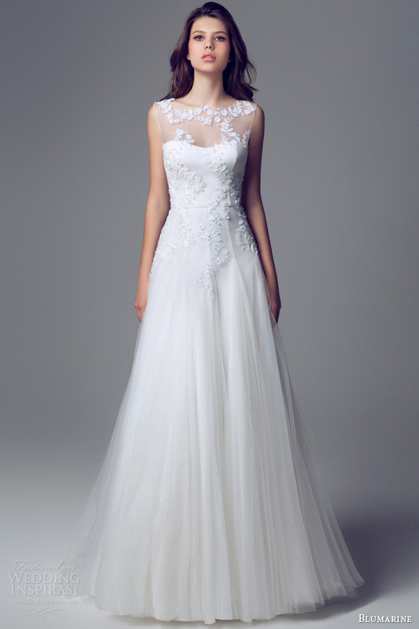 blumarine bridal 2013 2014 sposa sleeveless illusion neckline wedding dress