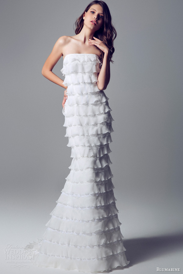 blumarine sposa 2013 2014 strapless lace chiffon tiered wedding dress