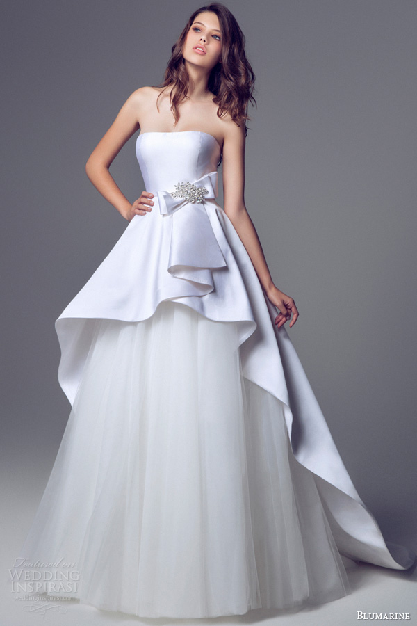 blumarine wedding dresses 2013 2014 strapless ball gown over skirt peplum bow