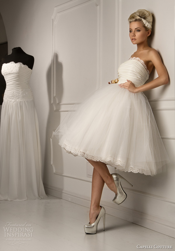 capelli couture bridal 2013 juliana strapless ball gown short wedding dress