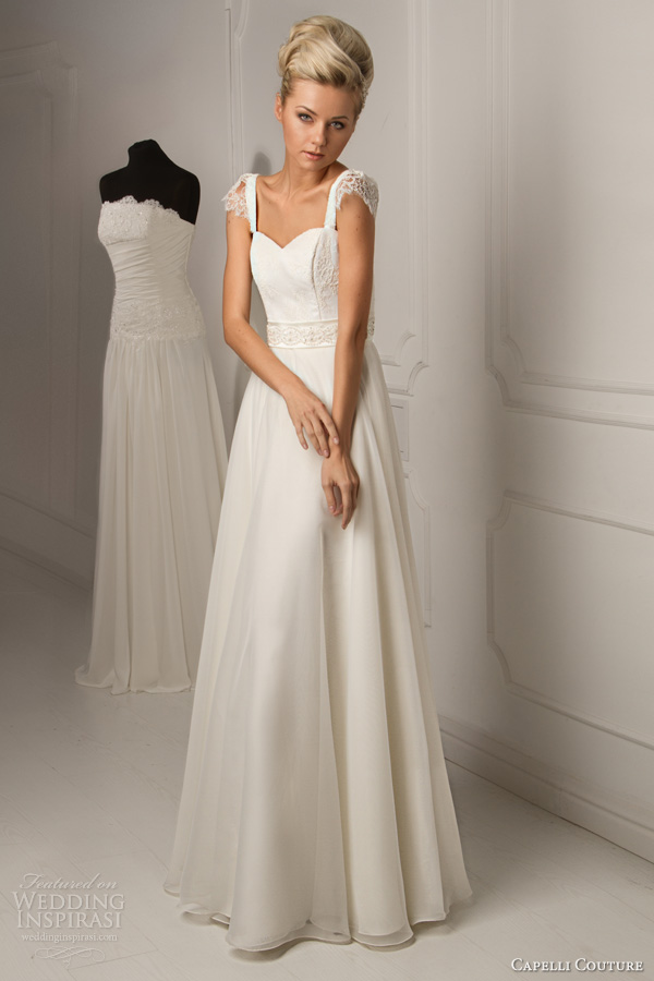 capelli couture bridal 2013 lea wedding dress cap sleeves
