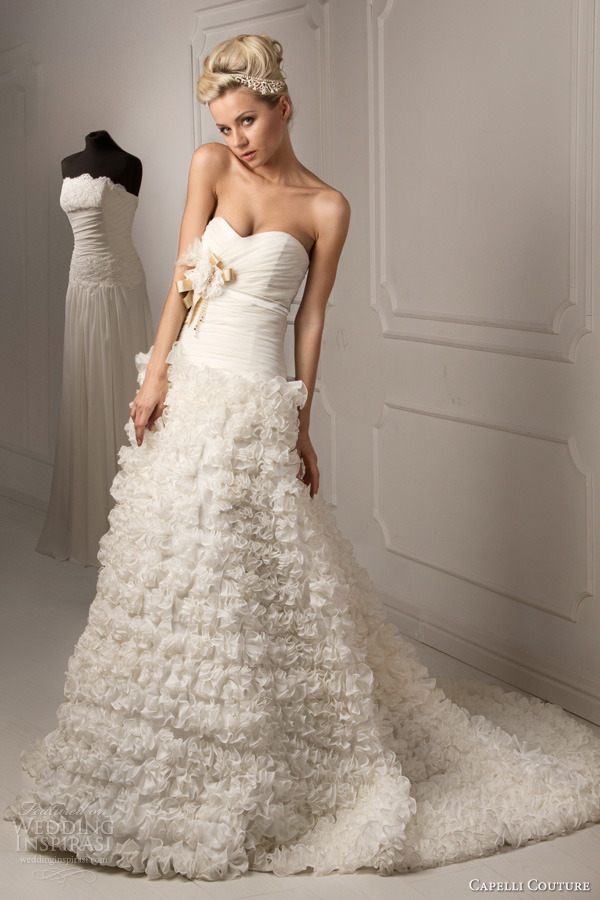 capelli couture bridal 2013 liliana strapless ruffle skirt wedding dress
