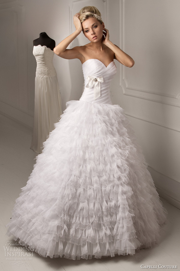 capelli couture wedding dress 2013 bridal russia linda strapless ball gown ruffle skirt