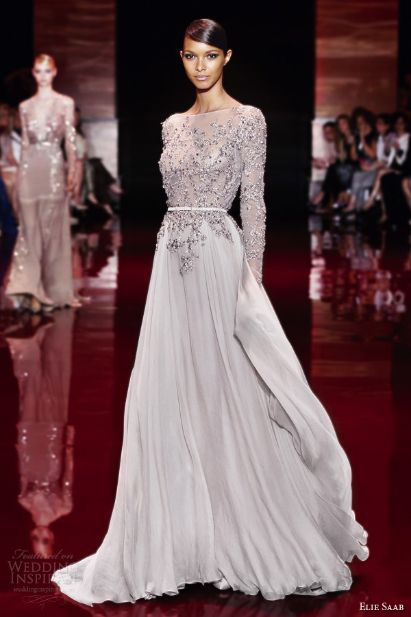 elie saab fall 2013 2014 couture long sleeve gown embellished bodice elie saab fall 2013 2014 couture long sleeve gown embellished bodice