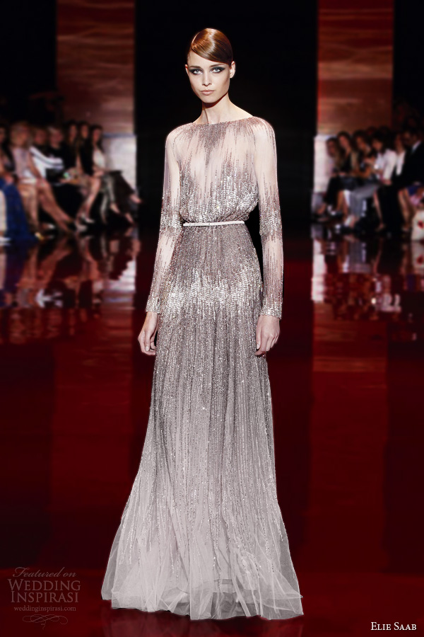 elie saab fall 2013 2014 couture long sleeve oscar dress