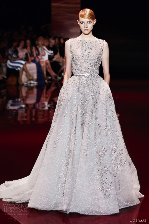 elie saab fall 2013 2014 couture sleeveless bateau neck ball gown embellished