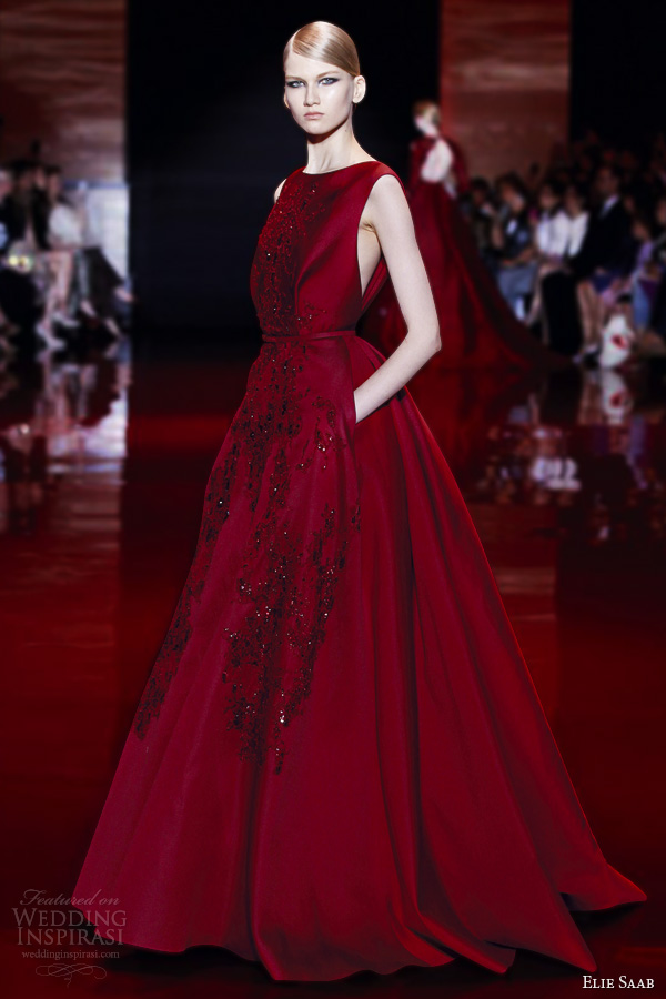 elie saab fall 2013 2014 couture sleeveless red ball gown elie saab fall 2013 2014 couture sleeveless red ball gown