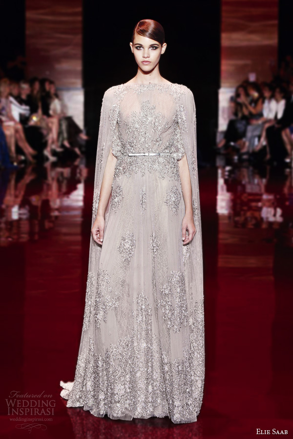 elie saab fall 2013 couture cape wedding gown