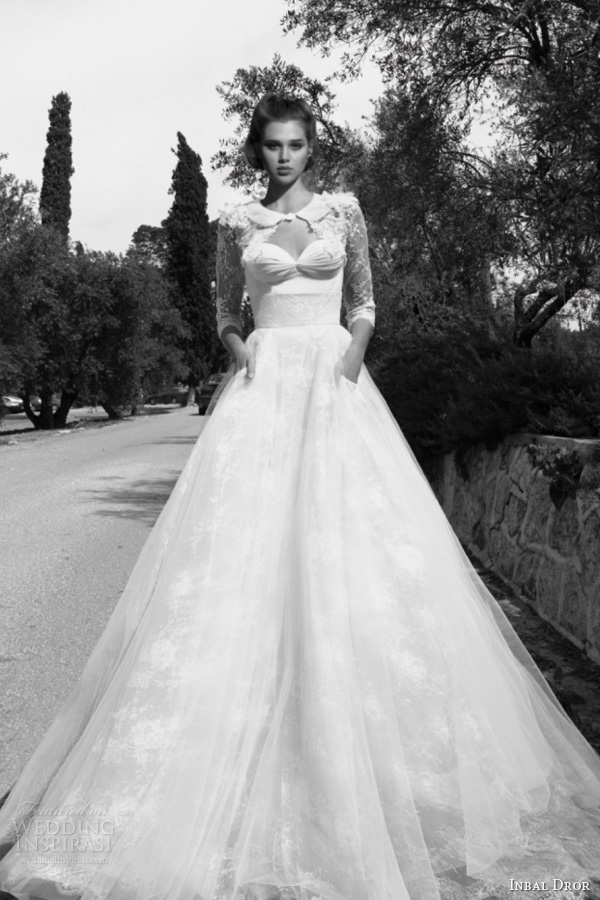 inbal dror bridal 2013 strapless lace gown sleeve jacket