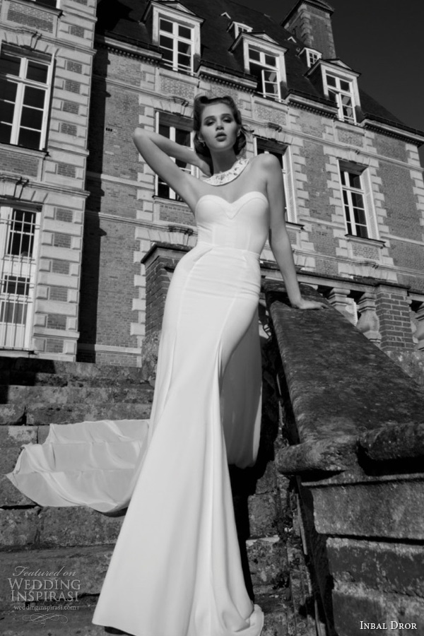 inbal dror wedding dresses 2013 2014 column gown lace racer back