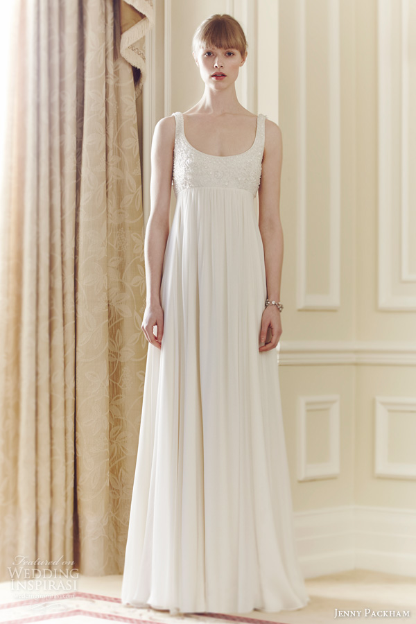 jenny packham bridal 2014 claudia empire waist gown beaded strap bodice