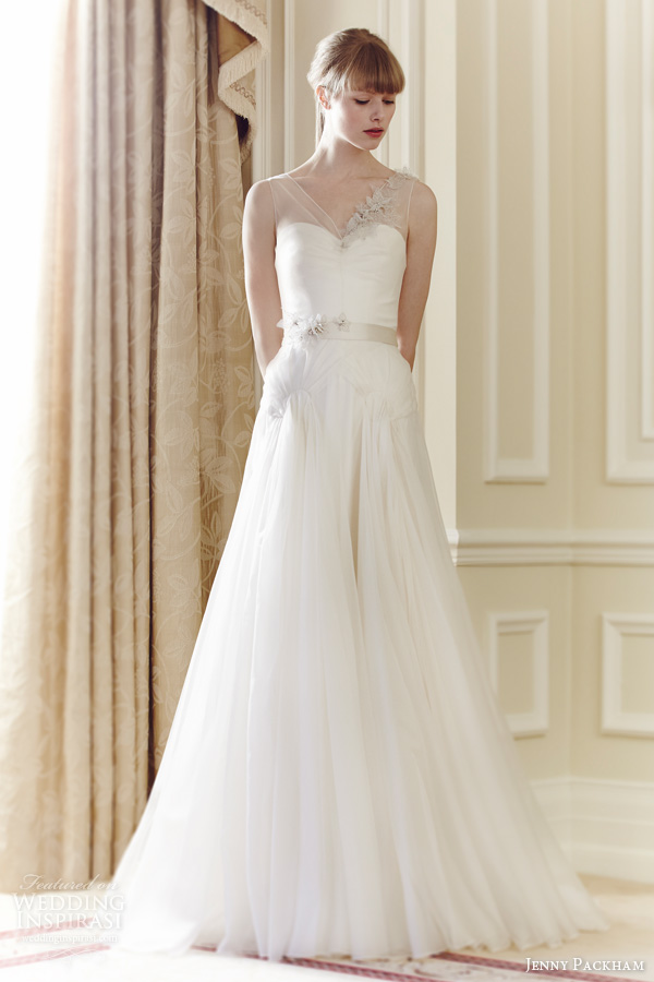 jenny packham bridal 2014 kitty sleeveless illusion straps wedding dress