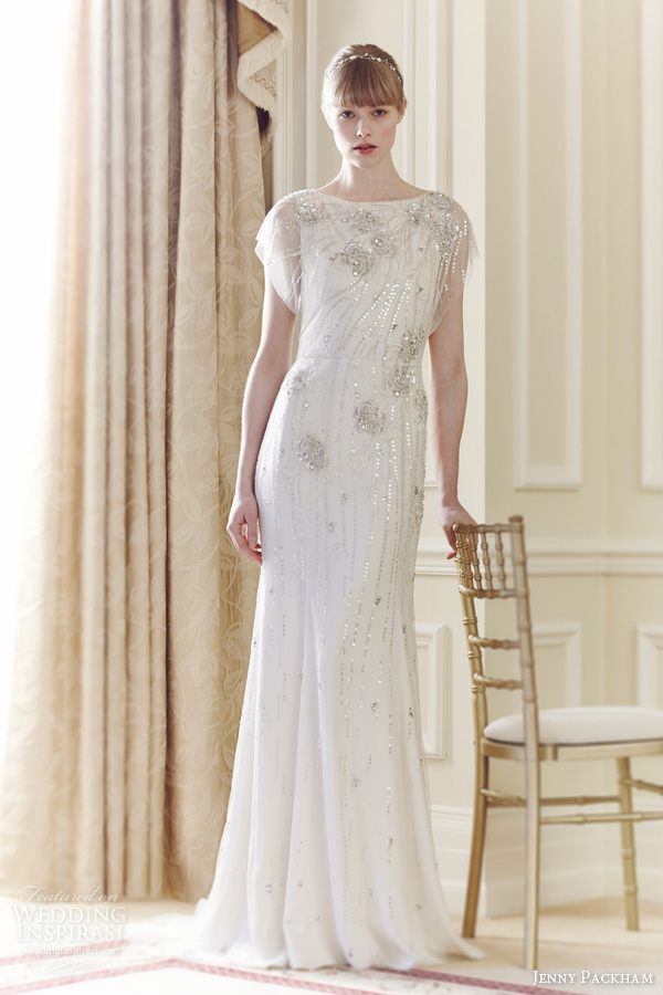 jenny packham bridal spring 2014 rose wedding dress sequins crystals