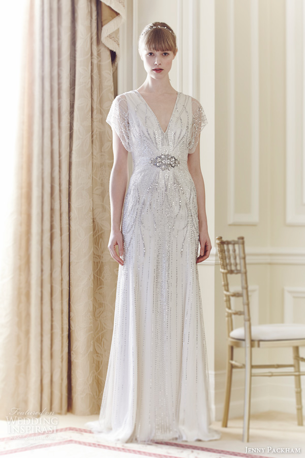 jenny packham spring 2014 florence wedding sleeves beaded