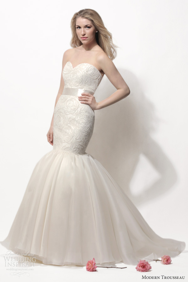 modern trousseau bridal spring 2014 ellis strapless mermaid gown rose bodice