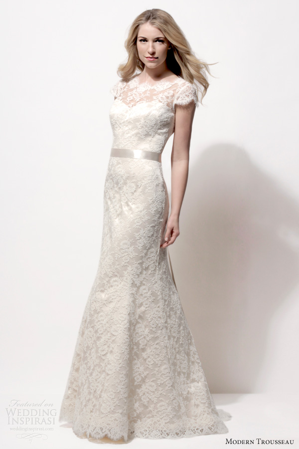 modern trousseau wedding dresses spring 2014 katie lace gown cap sleeves