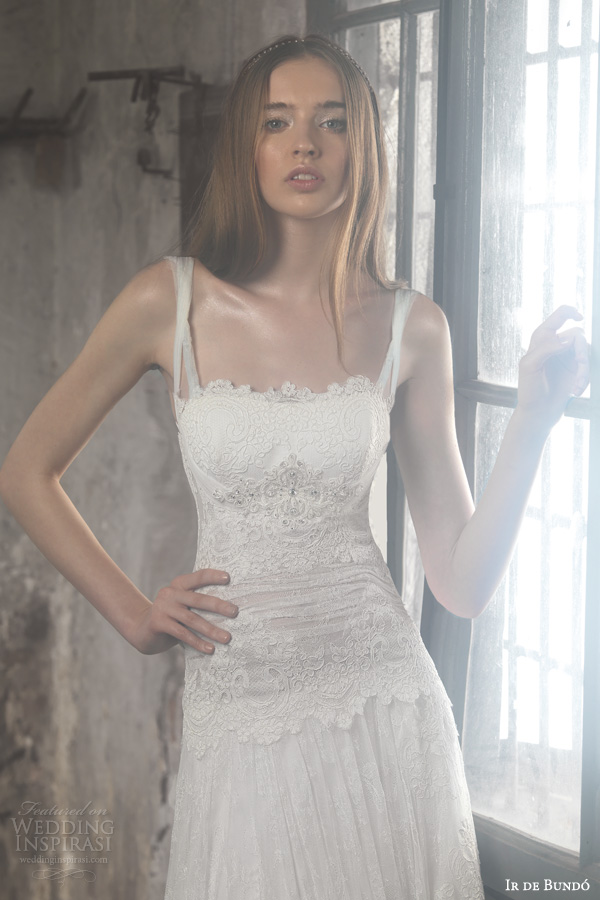 raimon bundo ir de bundo bridal 2014 tania lace wedding dress straps bodice close up
