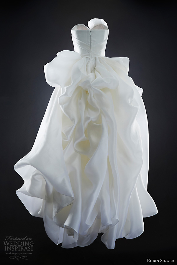 rubin singer 2014 bridal olivia wedding dress strapless draped skirt back