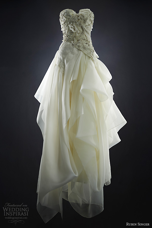 rubin singer bridal 2014 lucinda strapless wedding dress draped skirt
