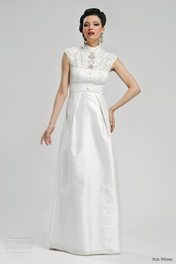 sue wong bridal 2013 wedding dress cap sleeves style w3330