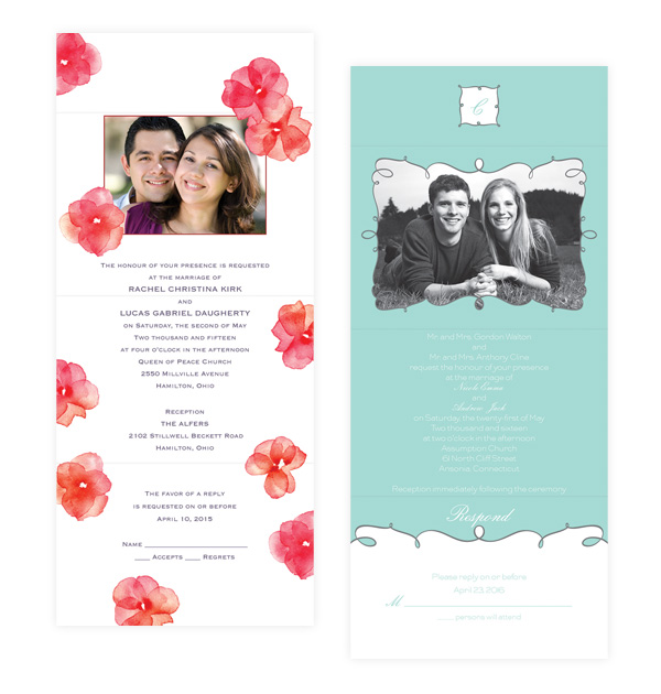 wedding invitations by dawn bridal couple photo invite style dw23216fcbr dw23209nfc