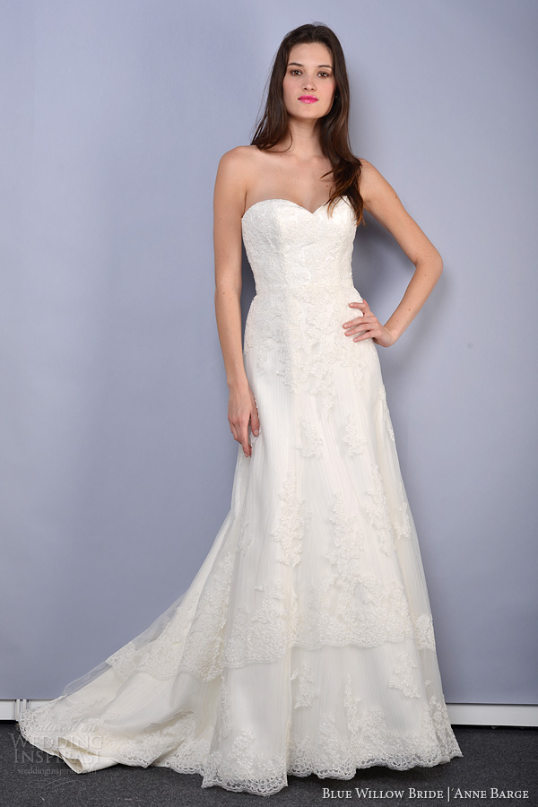 anne barge blue willow spring 2014 cavatina strapless lace wedding dress