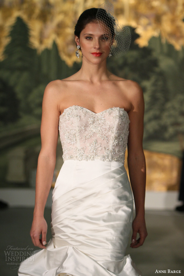 anne barge bridal spring 2014 dahlia strapless mermaid wedding dress close up