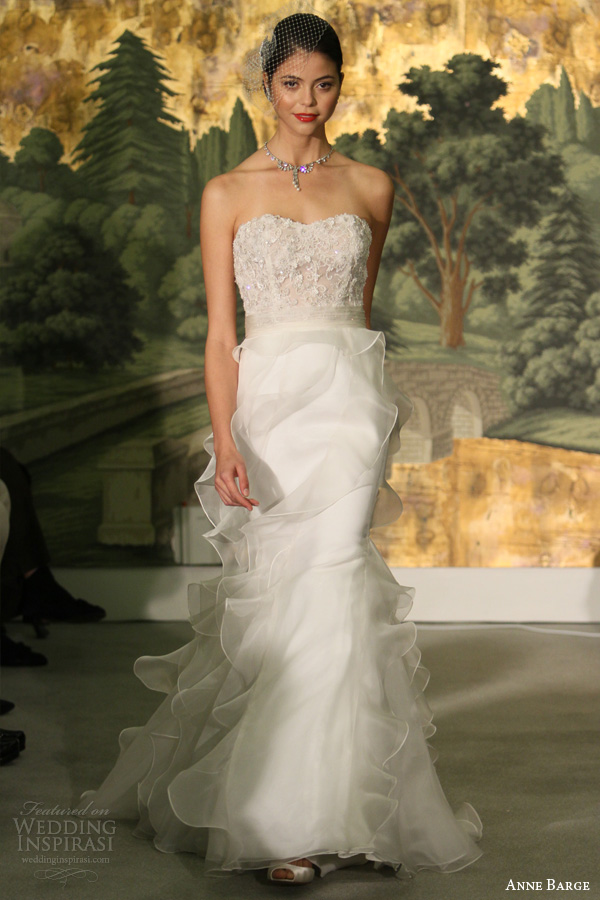 anne barge spring 2014 acacia strapless wedding dress ruffle skirt