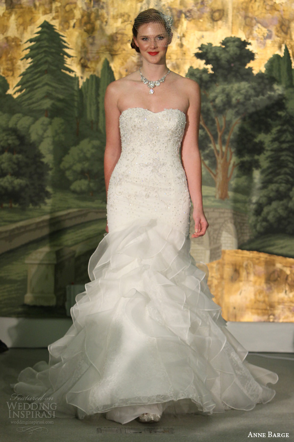 anne barge spring 2014 belle du jour strapless wedding dress ruffle skirt