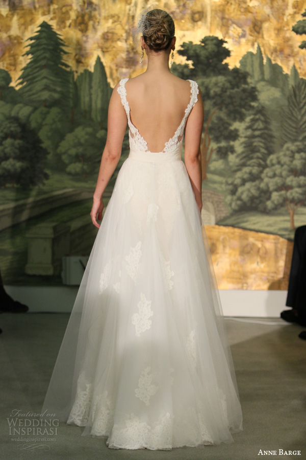 anne barge wedding dresses spring 2014 marguerite  lace neckline gown back