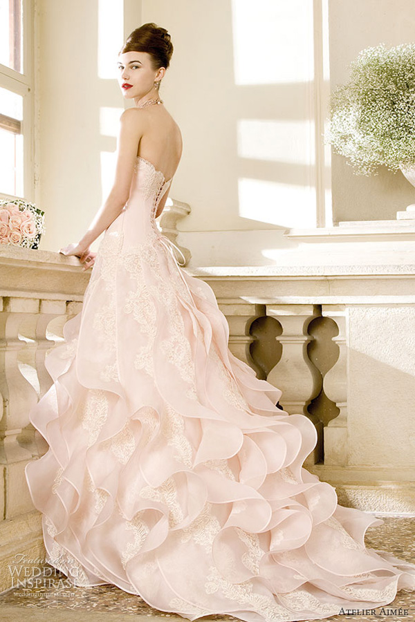 atelier aimee 2014 bridal cherie powder pink wedding dress ruffle skirt atelier aimee 2014 bridal cherie powder pink wedding dress ruffle skirt
