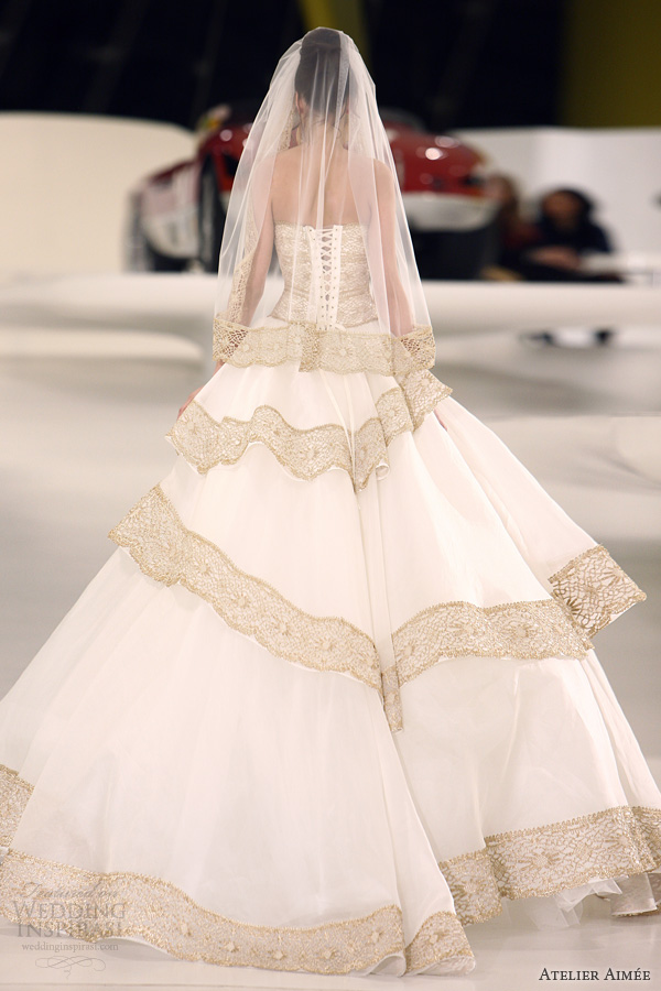 atelier aimee 2014 flavia strapless ball gown gold lace back view atelier aimee 2014 flavia strapless ball gown gold lace back view