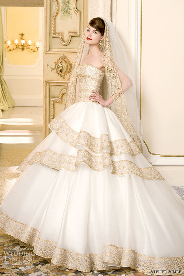 atelier aimee 2014 flavia strapless ball gown wedding dress gold lace atelier aimee 2014 flavia strapless ball gown wedding dress gold lace
