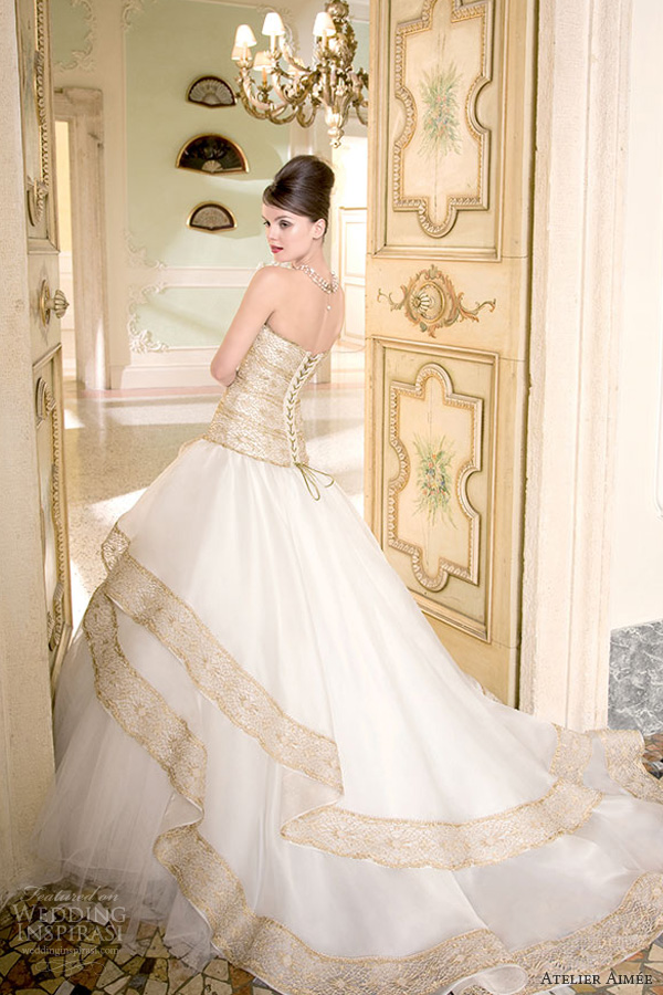 atelier aimee 2014 florian wedding dress rose gold accents back