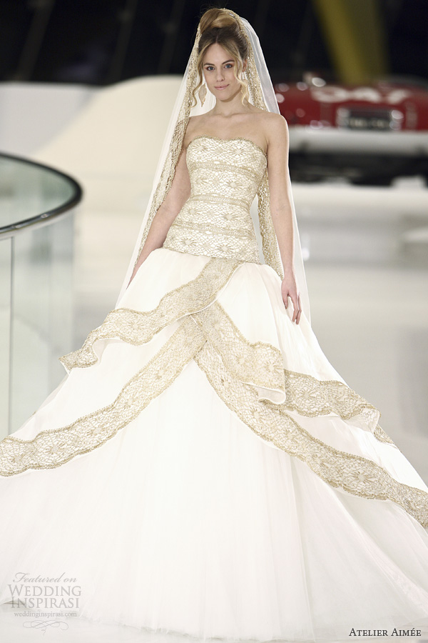 atelier aimee 2014 florian wedding dress rose gold accents