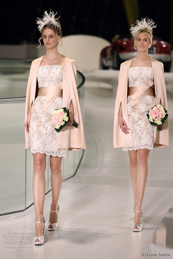 atelier aimee 2014 short wedding dress pink white lace sally