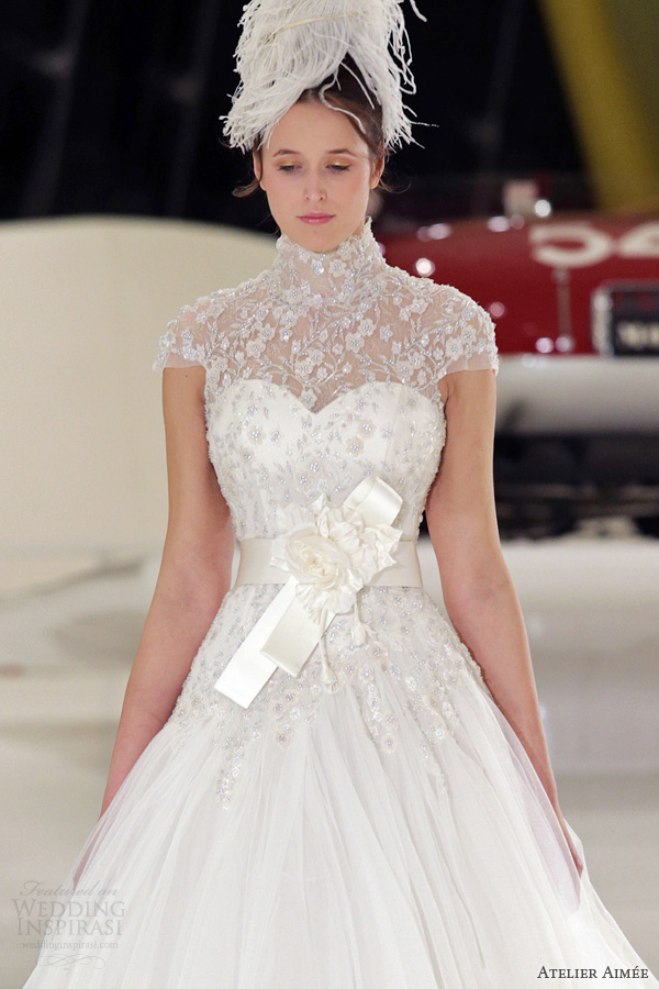 atelier aimee bridal 2014 carina wedding dress illusion neckline short sleeves