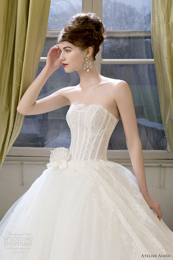 atelier aimee bridal 2014 claudine strapless wedding dress lace bodice