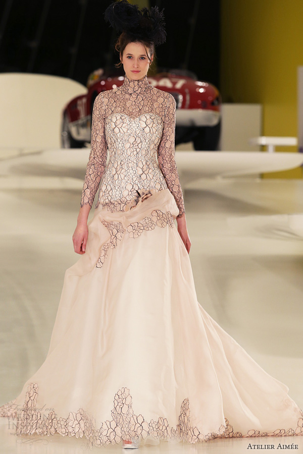 atelier aimee bridal 2014 ilena pink wedding dress black lace front