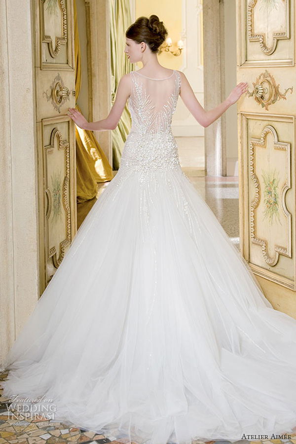 atelier aimee wedding dresses 2014 bridal vittoria sleeveless illusion gown back train