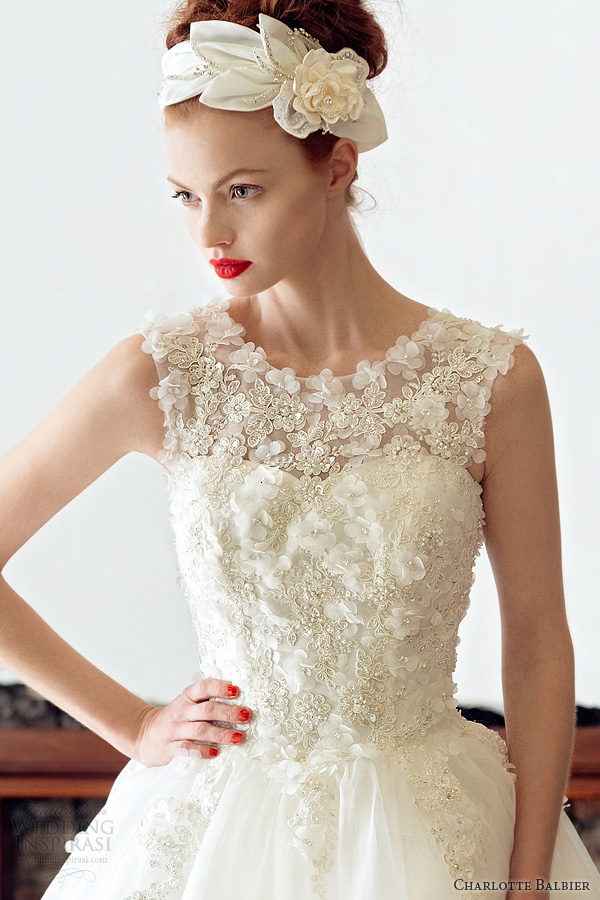 charlotte balbier 2014 rose sleeveless wedding dress close up bodice